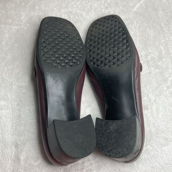 LAURA SCOTT 10 Loafer Burgundy Oxblood Leather Slip-on Heel Buckle Comfort Shoes - Picture 9 of 11
